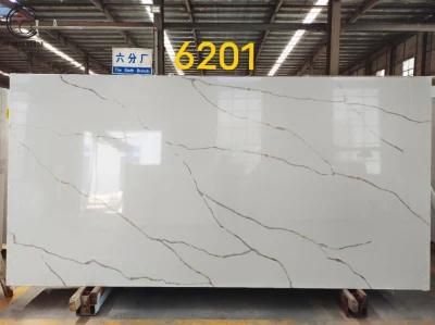 Calacatta Surface Polished Artificial Stone Colorful Lines Quartz Stone Slab