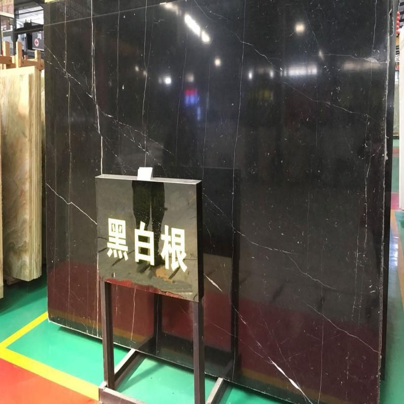 Chinese Cheap Nero Margiua Black Natural Stone Slab Marble Tiles