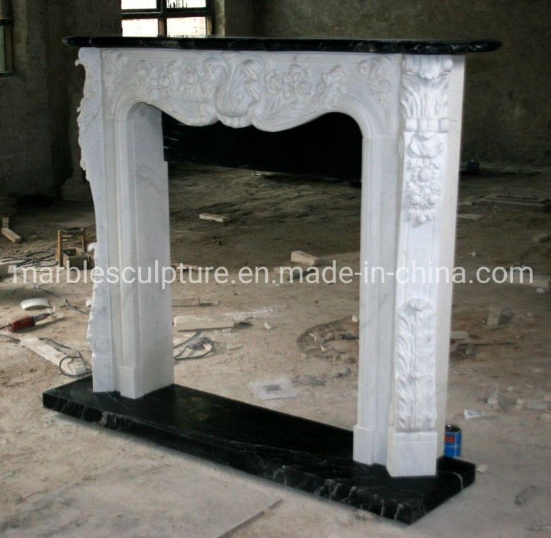 Natural Indoor Decorative Hand Carved Marble Fireplace (SYMF-213)