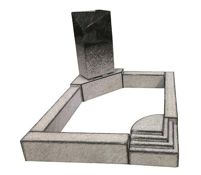 Unique Shape Bahama Blue Granite Kerb Memorial Gravestone