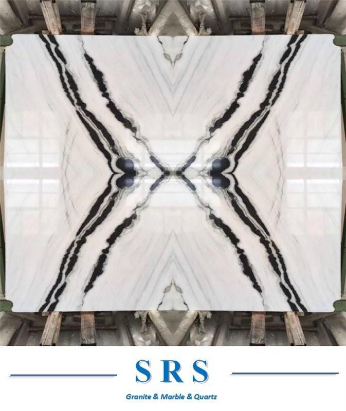 Natural Bookmatched Panda White Marble for Kitchen/Bathroom/Wall/Flooring/Stair/Tile/Cladding