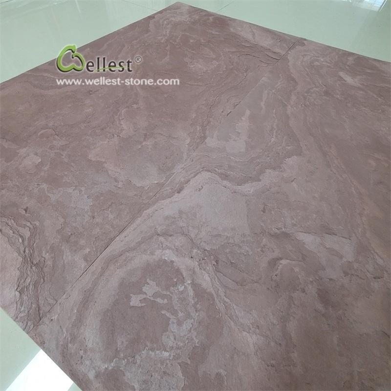 China Natural Slate Burning Red Flexible and Ultra Thin Stone Veneer Wall Stone Panel for Wall Decoration
