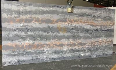 Quartz Stone Grey/Black/Gold Quartz Slab for Countertop/Hotel Worktop/Tabletop/Background Wall