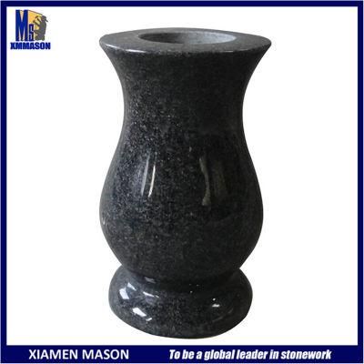 European Style Indian Black Memorial Granite Flower Vases for Cemetery