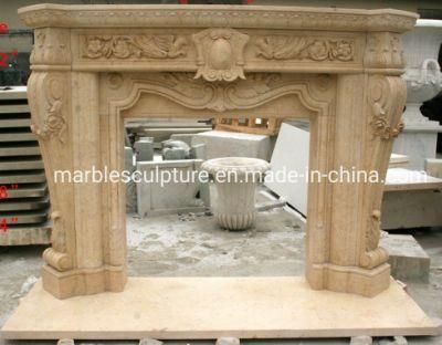 Home Decoration Stone Statue Sculpture Middle Marble Fireplace (SYMF-042)