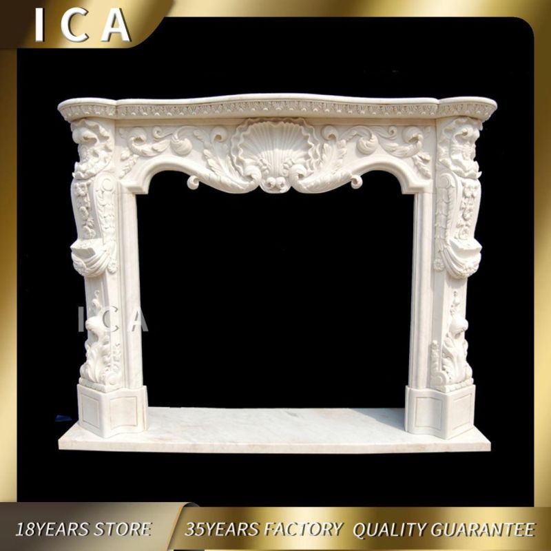Factory Price Decorative Modern Indoor White Marble Victorian Fireplace