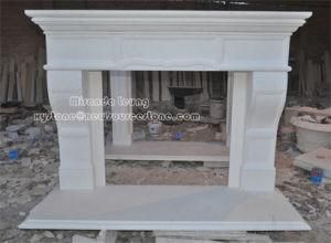 White Limestone/Marble Fireplace Surround Simple-Basement