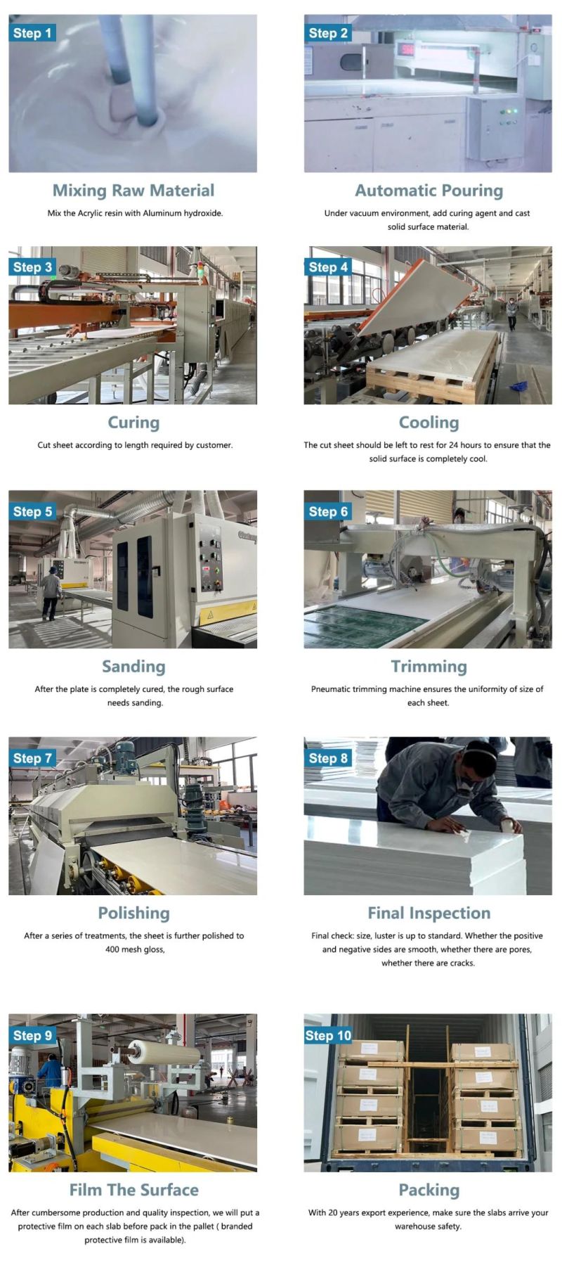2022 Marble Looking Solid Surface Sheets Thermoforming Material OEM/ODM