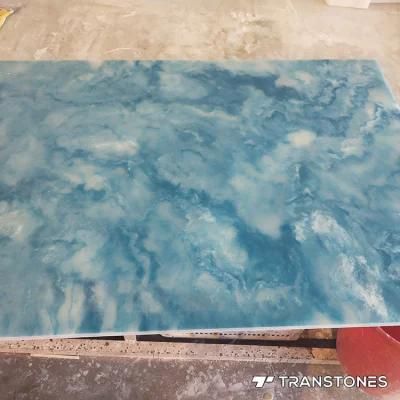 Translucent Blue Artificial Onyx Stone Polished Customized Size Alabaster Wall Panel
