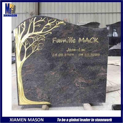 Laser Etching Golden Tree Image Funeral Tombstone