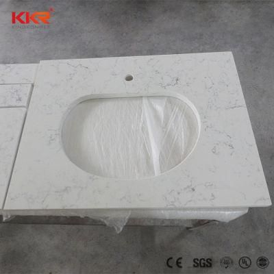 Modern Prefab Solid Surface Marble Pattern Bathroom Vanity