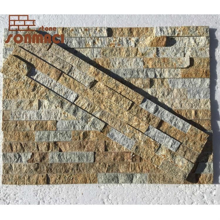 Natural Thin Stacked Stone Wall Cladding 3D Tile Panel