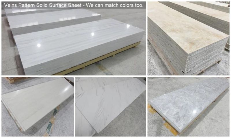 Kingkonree Veining Marble Bended Pure Acrylic Solid Surface LG Corian Price