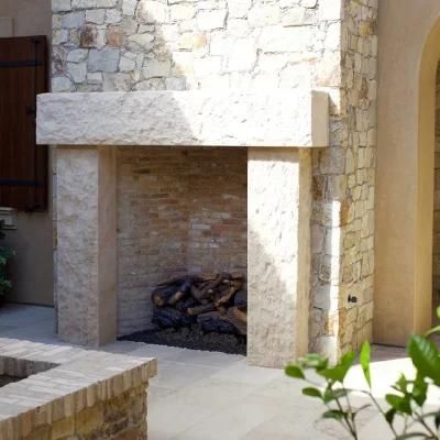 Exterior Natural Finish Contemporary Italian Tuscan Carving Fireplace