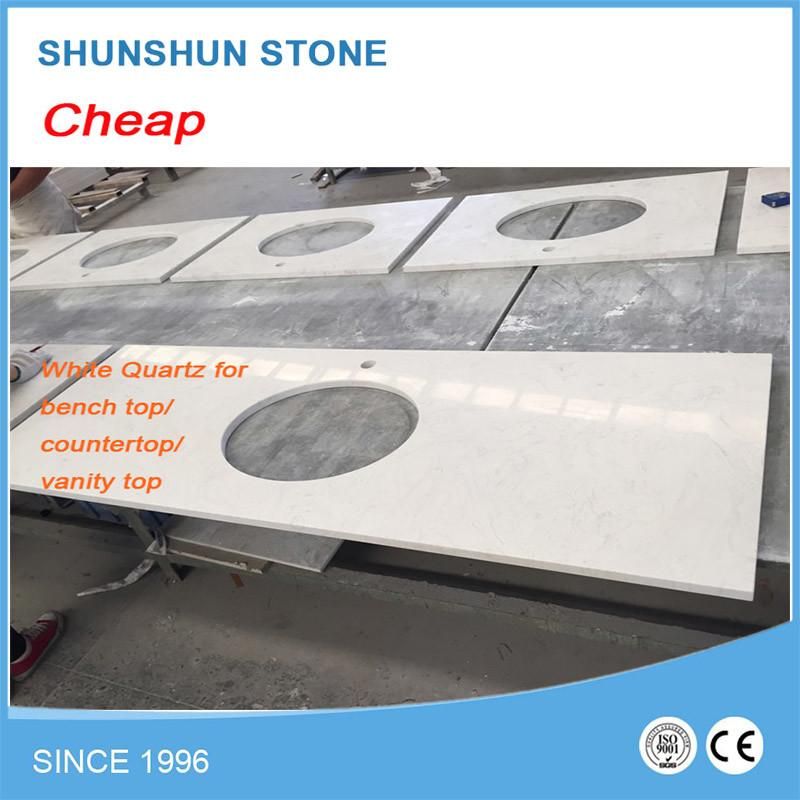 Popular White Quartz Stone Countertop Materials for Bathroom