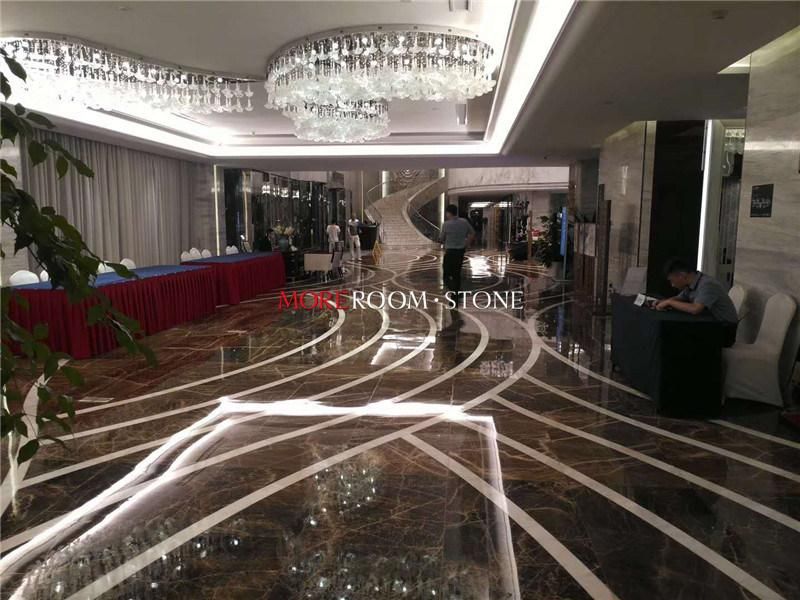 Luxury Golden Brown Crystal Onyx Stone Paving Floor for Hotel Lobby Floor