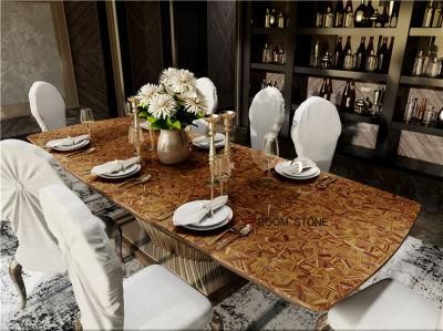 Yellow Brown Tiger Eye Polished Table Top Natural Precious Stone Top