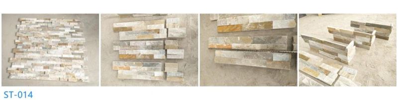 Yellow Grey Quartzite Slate Ledgerstone Stacked Stone for Wall Cladding