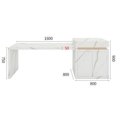 Nordic Style Multifunction Rock Board Plate Home Furniture Snow White Solid Wood Cabinet Kitchen Island Restaurant Table