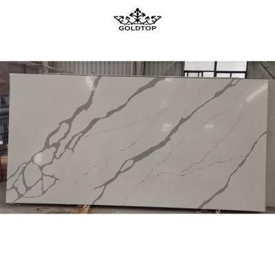 Polished/Honed/Leather Finish Calacatta Stone Slabs/Tiles Artificial Quartz for Kitchen/Bathroom Table Tops