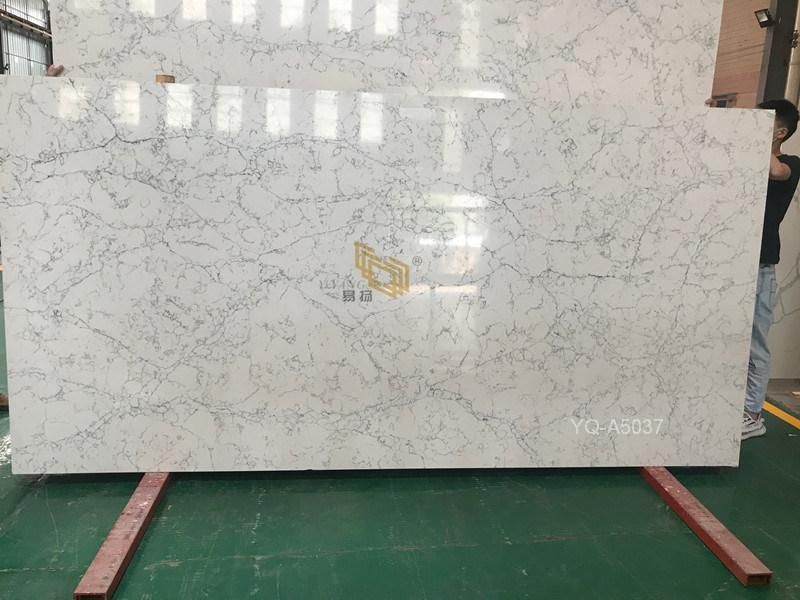 Factory Wholesale Polished White Quartz Slabs for Bathroom/Vanity/Countertop/Reception Desk/Table