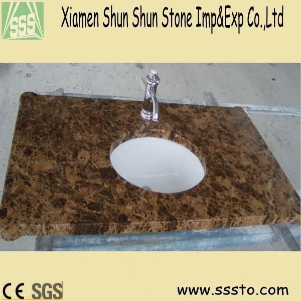 Brown Polished Granite Marble Bathroom Vanity Tops