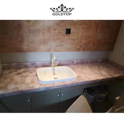 Luxury Natural Stone Polished Indoor Decoration Pink Crystal Slab Marble Countertop
