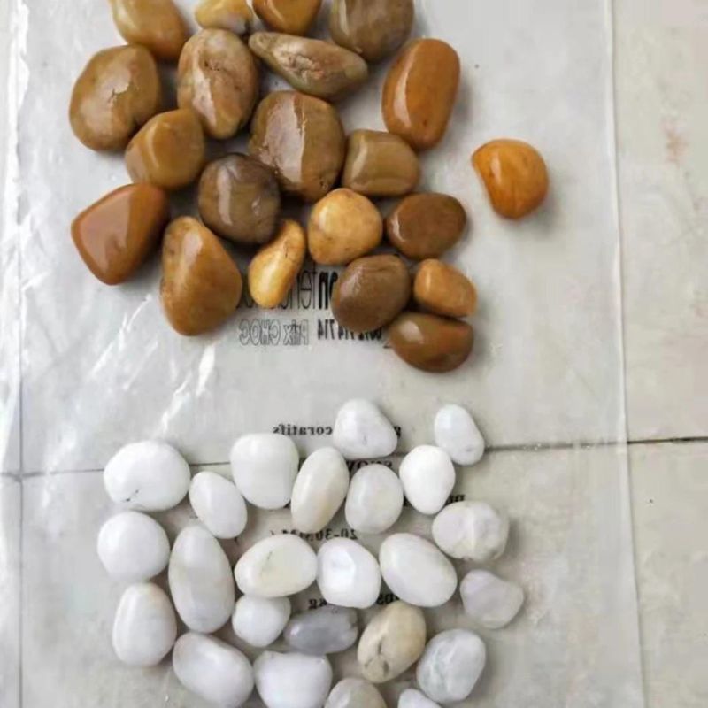 High Polished Grade Natural Cobblestone Paving Stone Yellow Pebble River Rock