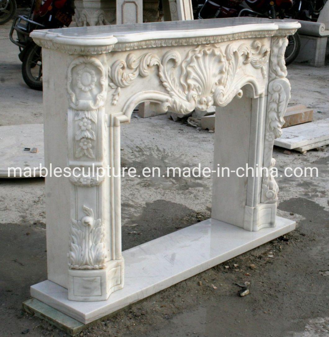 Cheap Popular Insert Marble Fireplace Carved Flowers (SYMF-139)