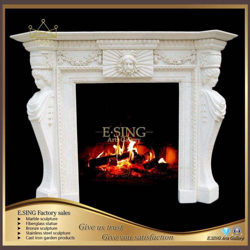High Quality Hand Carved Mix Marble Fireplace