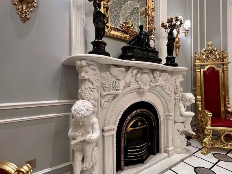 Modern Indoor Decorative Luxury Natural Stone Fireplace Surround Marble Fireplace