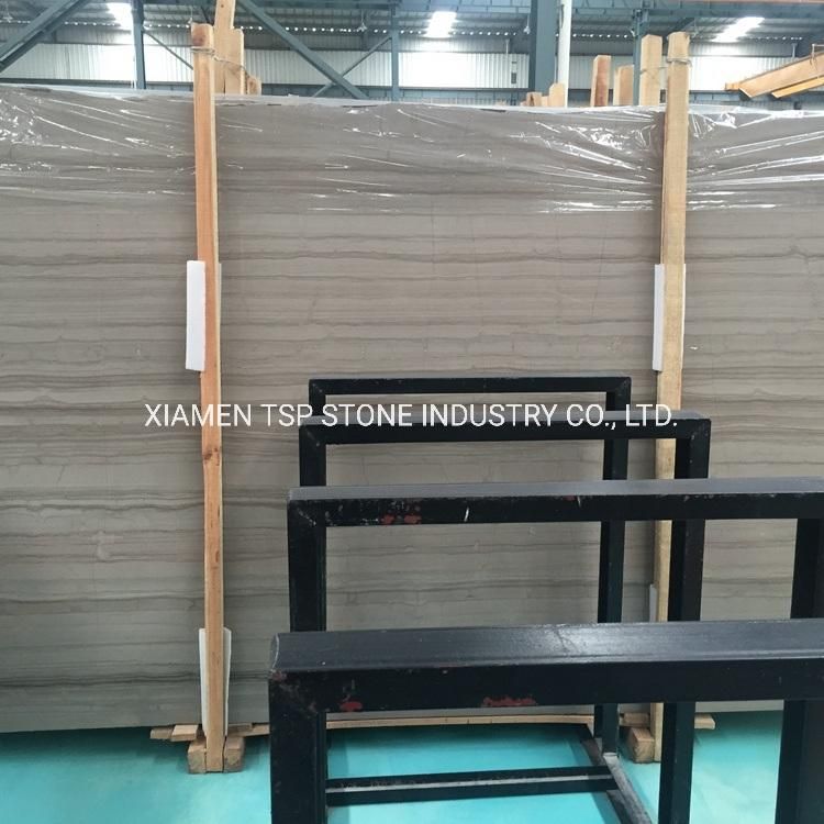 Chinese White Blue Grey Wooden Vein Wood Grain Marble Slab Tile