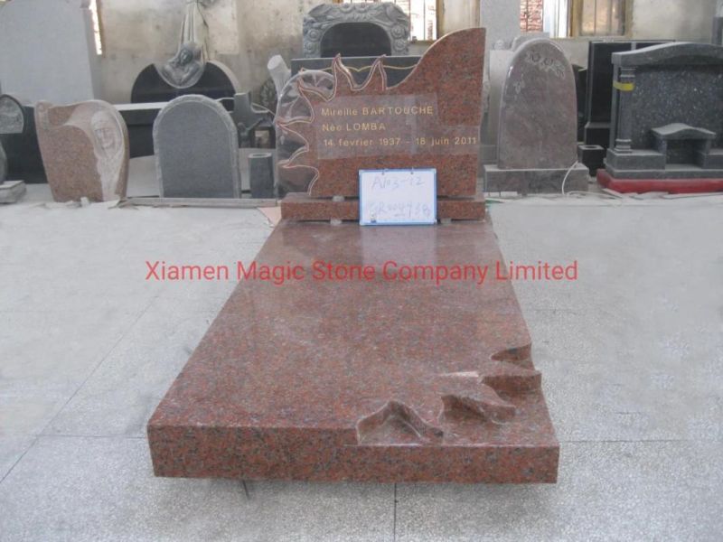 Modern European Nature Red Granite Stone Headstone Designs