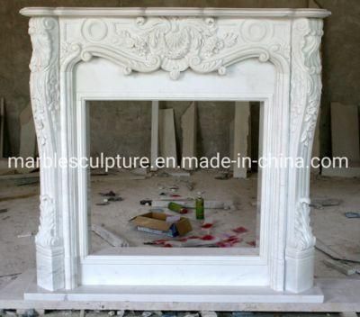 Home Decoration Cheap White Marble Fireplace for Furniture (SYMF-147)