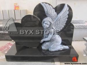 Angel Carving Monument / Tombstone with Double Heart