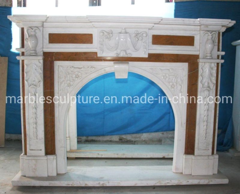 Factory Wholesale Marble Fireplace Mantel in Stock (SYMF-300)