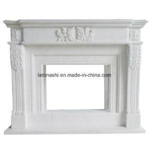 Stone Fireplace Indoor Decor Fireplace Mantel Surround with White Marble