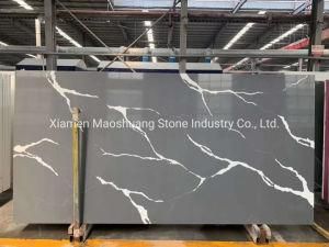 Marble Look Polished Calacatta Grey Quartz Big Slab