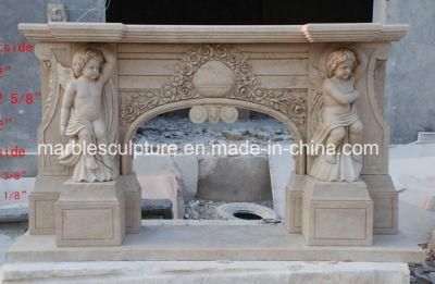 Natural Stone Marble Fireplace Surround Angel and Flowers (SY-MF324)