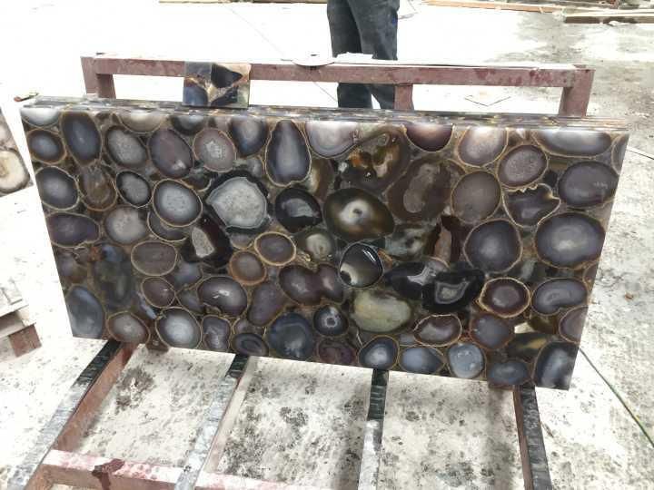 Polished Semiprecious Stone Onyx Slab Natural Blue Red Grey Agate Stone