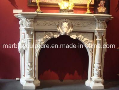 Beautiful Elegant Pure White Marble Fireplace Home Decoration (SYMF-116)