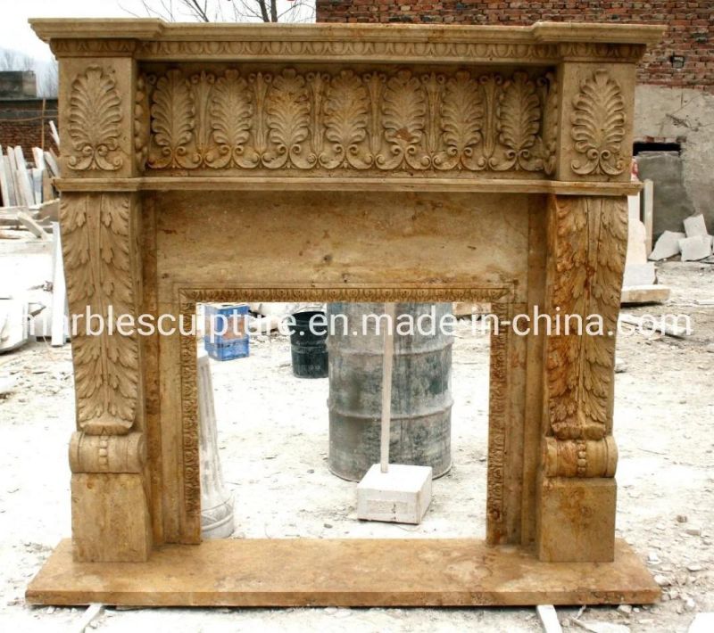 Factory Direct Sale Natural Stone Yellow Marble Fireplace (SYMF-170)
