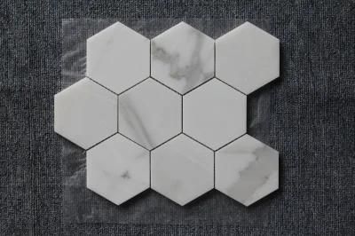Hexagon Oriental White Marble Mosaic