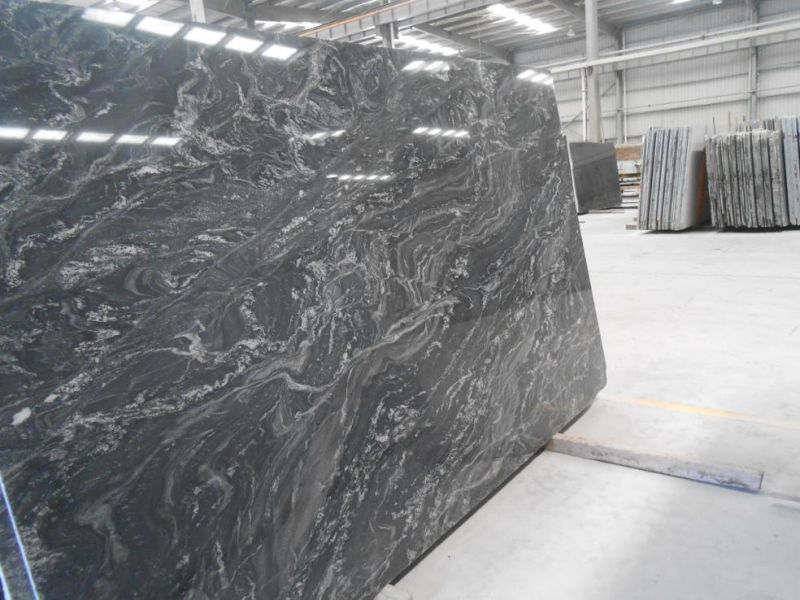 Paradiso Black Granite Natural Black Granite with White Busy Looking Veins