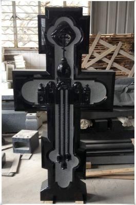 Shanxi Black Granite Cross Tombstone Gravestone Headstone