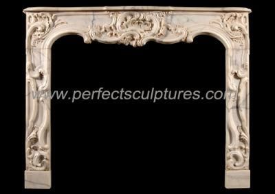 Carved White Marble Fireplace Surround with Fabulous Floral Pattern (QY-LS687)