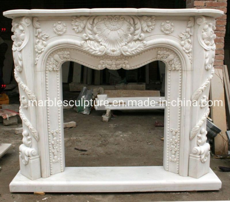 High Polished Stone Carving Indoor Decoration Marble Fireplace (SYMF-027)