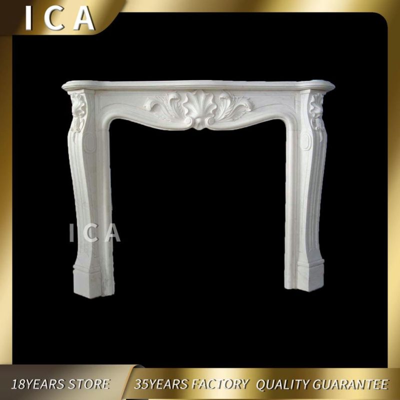 Hand Carved Indoor Usage Natural Marble Stone Fireplace