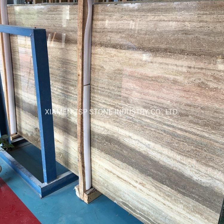 Italian Silver Grey Beige Travertine Marble Stone Slab for Floors Wall Tile