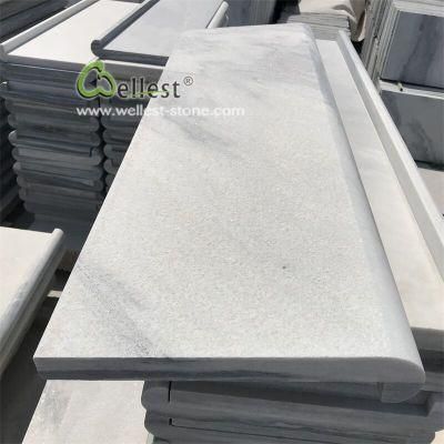Qt 036 Cloudy Grey Quartzite Random Vein L Shape Bullnose Coping Steps